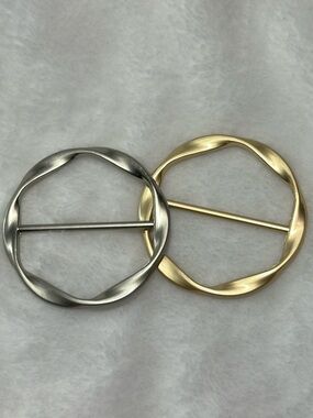 ✨ Vintage Brushed Matte Metallic Twisted Scarf/Shirt Clip & Slide 2-Piece Set ✨